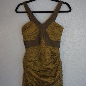 Emerald scrunchy evening dress